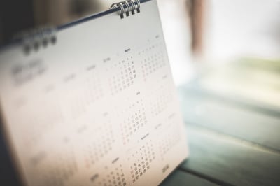 calendar showing months, days and year