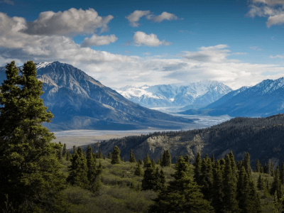 Mountain river side view